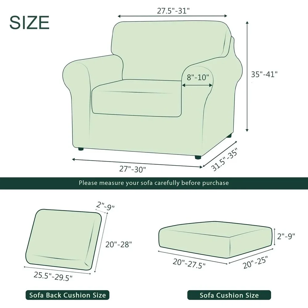 Subrtex Chun Yi Chair Sofa Slipcover 3 Piece Stretch Sand‎ Checkered Small New